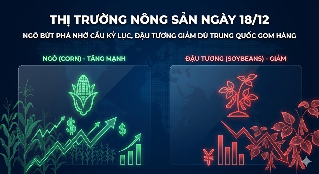Thị trường Nông sản ngày 18/12: Ngô bứt phá nhờ cầu kỷ lục, Đậu tương giảm dù Trung Quốc gom hàng